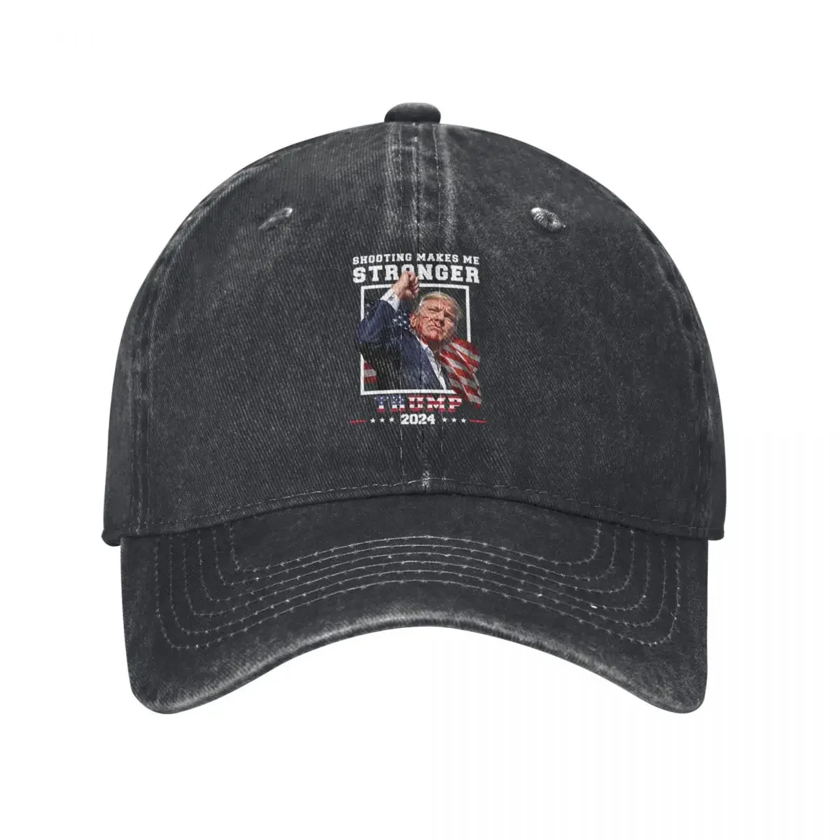 Shooting Makes Me Stronger Trump Survived Shot 2024 Baseball Caps Unisex Style Distressed  Sun Cap Adjustable Hats Cap