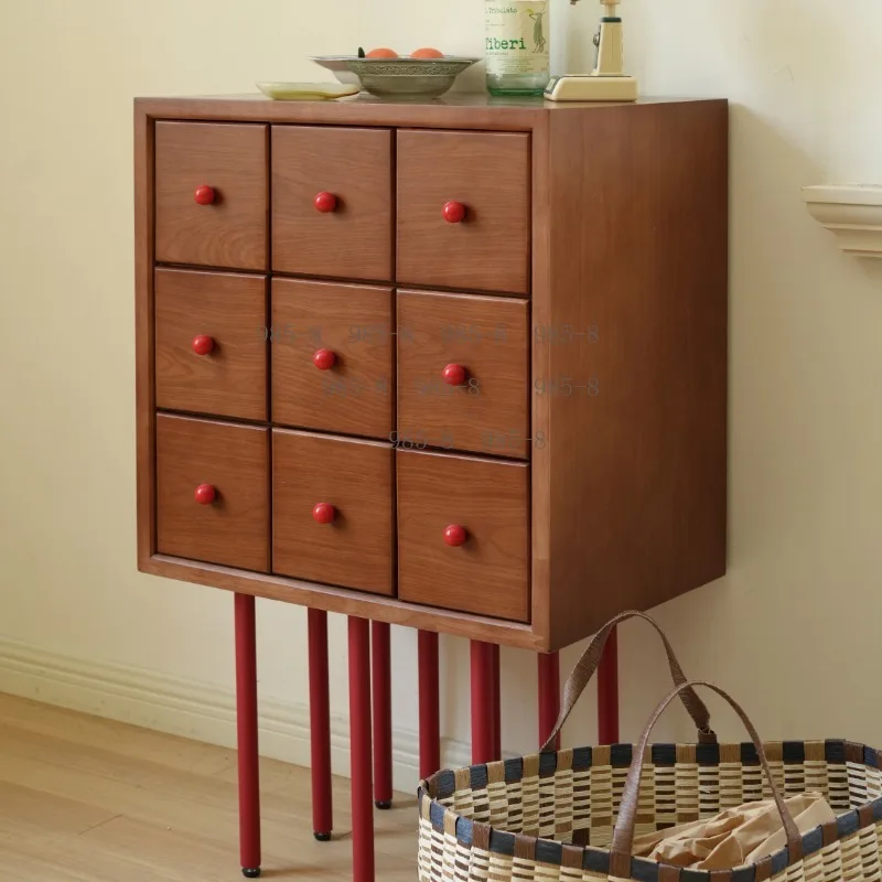 Vintage 9-Drawer Storage Cabinet Retro Style, Girlish Entryway Sideboard Furniture For Hallway Home Storage Decor