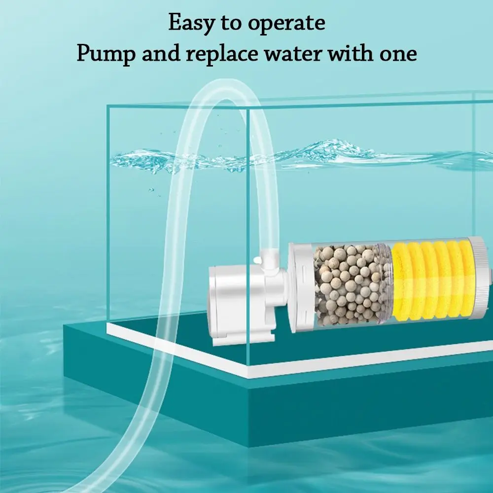 1 Stück Tauchbare Aquarium-Filterpumpe Interner Filter Eingebaute Aquarium-Luftpumpe Wellenmacher 3-in-1 Aquariumfilter – Detail 9