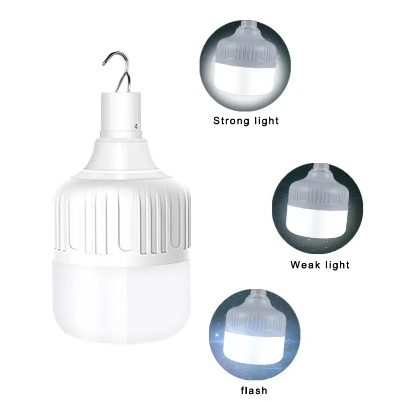 Outdoor USB Rechargeable LED Lamp Bulbs High Brightness Emergency Light Hook Up Camping Fishing Portable Lantern Night Lights