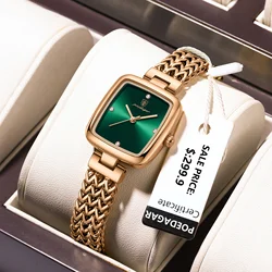 POEDAGAR Luxury Fashion Square Watch For Woman Waterproof Stainless Steel Quartz Women Watches Elegant Simple Ladies Wristwatch