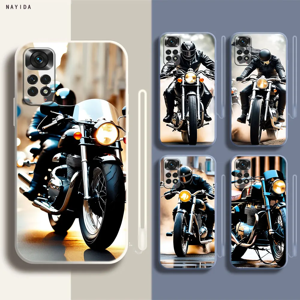 Phone Case For Xiaomi Redmi Note 12 11 12S Pro Plus 12c 11a 4G 5G Soft Silicone Original Cover Black classic motorcycle