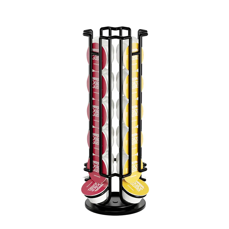 Dolce Gusto Capsule Pod Holder Stand Rack Display 24PCS Coffee Capsules Plating Black Metal Holders Rotatable Racks High Quality