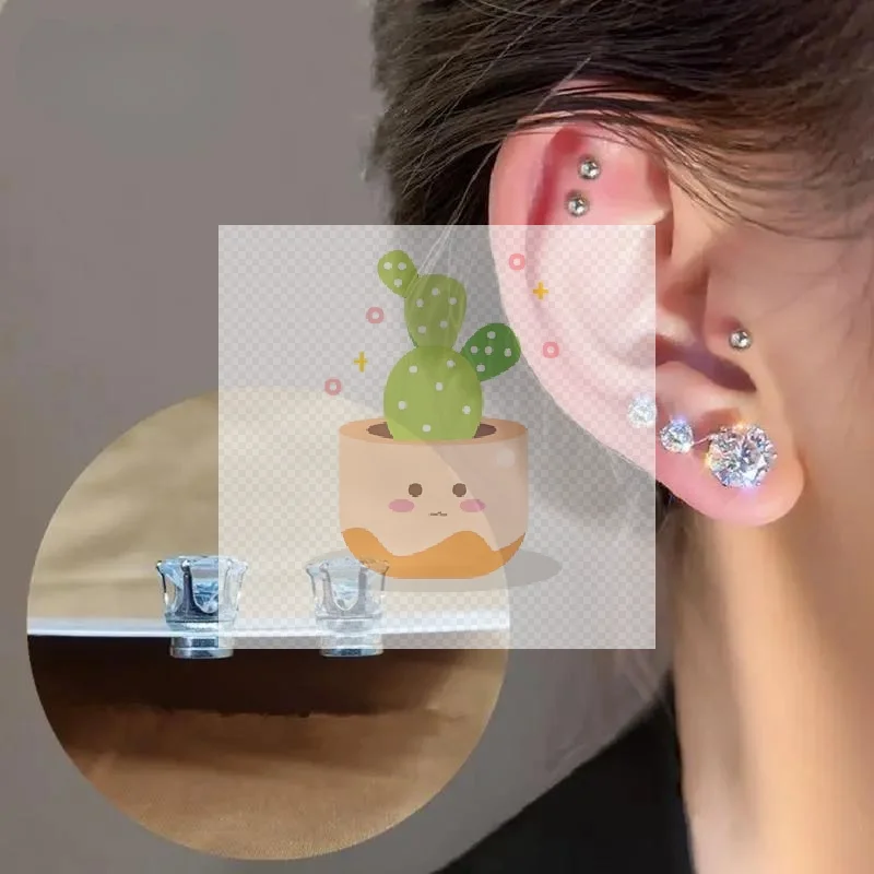 1 مجموعة أزياء بسيطة الأقراط المغناطيسية الأذن ترصيع للرجال النساء الزركون الأذن لا ثقب المجوهرات هدية