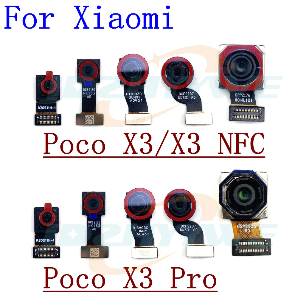 Back Front Facing Rear Camera For Xiaomi Poco X3 Pro NFC Backside Small Frontal Selfie View Camera Module Flex Parts