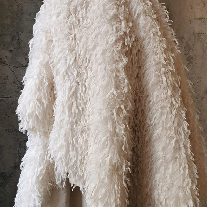 

50x160cm Feather Fringe Fabric Pure Polyester Material Craft Designer DIY Sewing Wedding Dress Coat Clothing Supplies