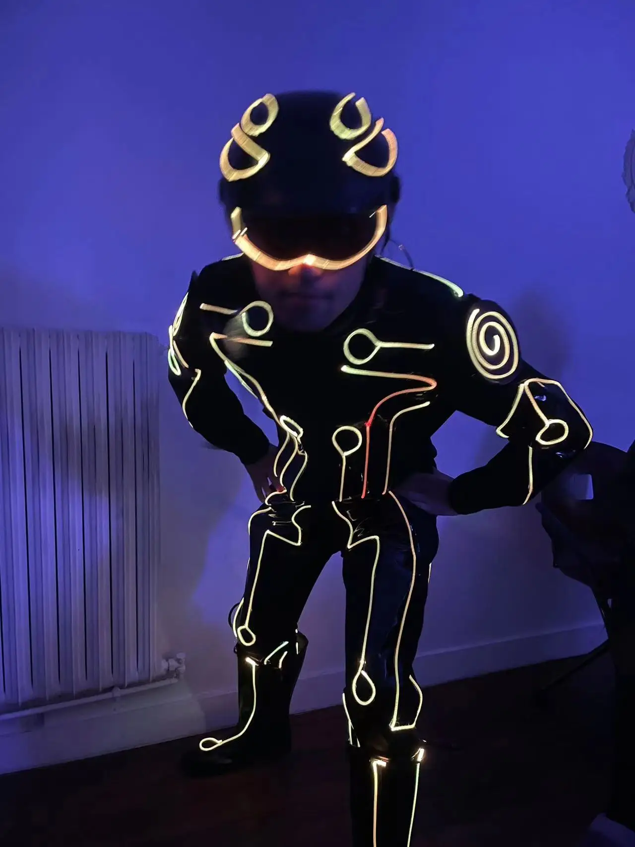 Tron LED Legency Costume Cosplay Fiber Optic Outfit Neon Light up Suit Warrior Disco DJ Dance Show Performance