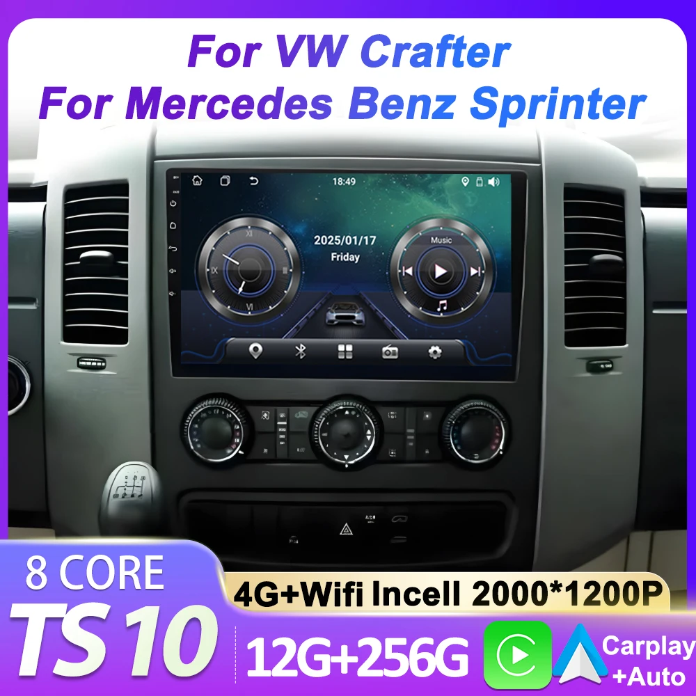 

Car Stereo Android Auto For VW Crafter For Mercedes Benz Sprinter GPS Navigation Carplay Touch Screen Autoradio 8 Core DSP 4G