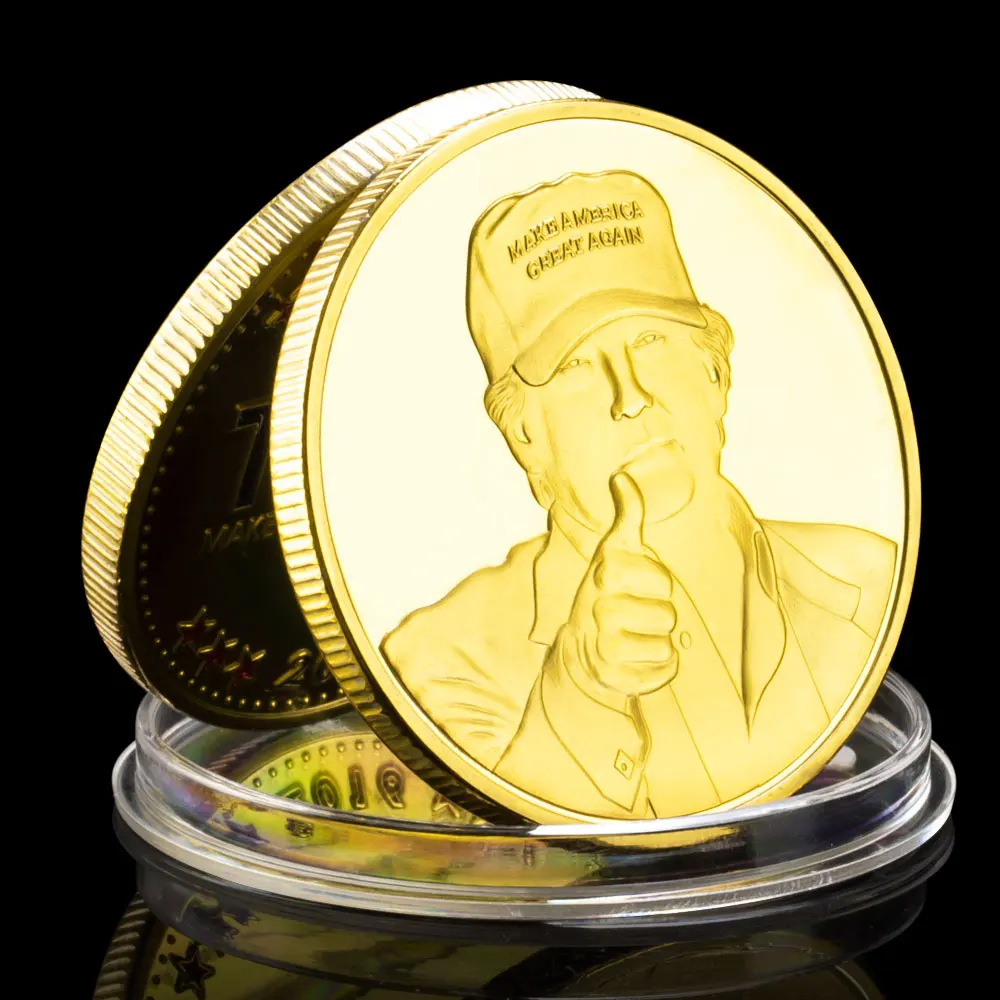 45th President of The United States Donald Trump Collectible Golden Plated Souvenir Coin Keep America Great Commemorative Coin