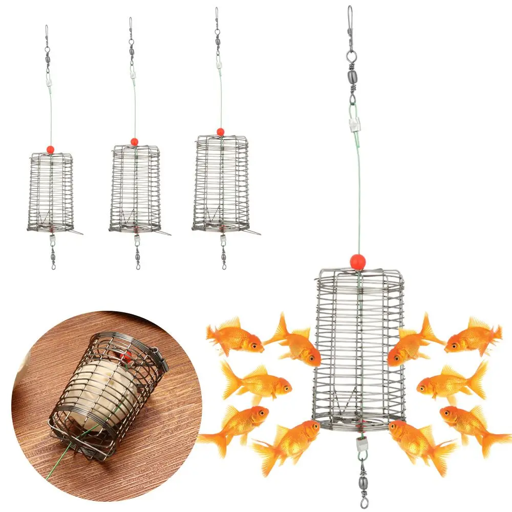 Stainless Steel Trap Basket Fishing Tackle Food Feeding Aquarium Bait Feeder Fishing Lure Trap Fishing Bait Cage