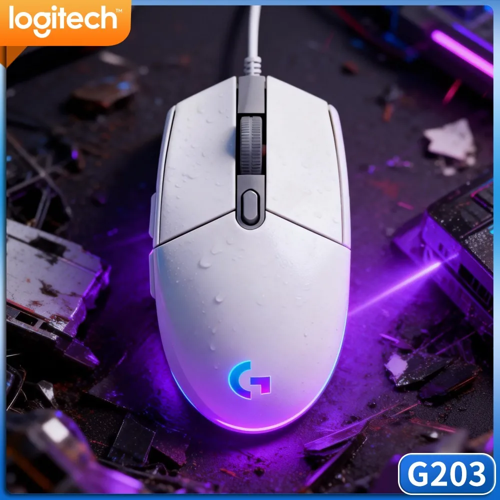 Logitech G203 Wired Gaming Mouse Ergonomic Grip Dynamic RGB Adjustable Sensitivity For Pc Laptop Office Work
