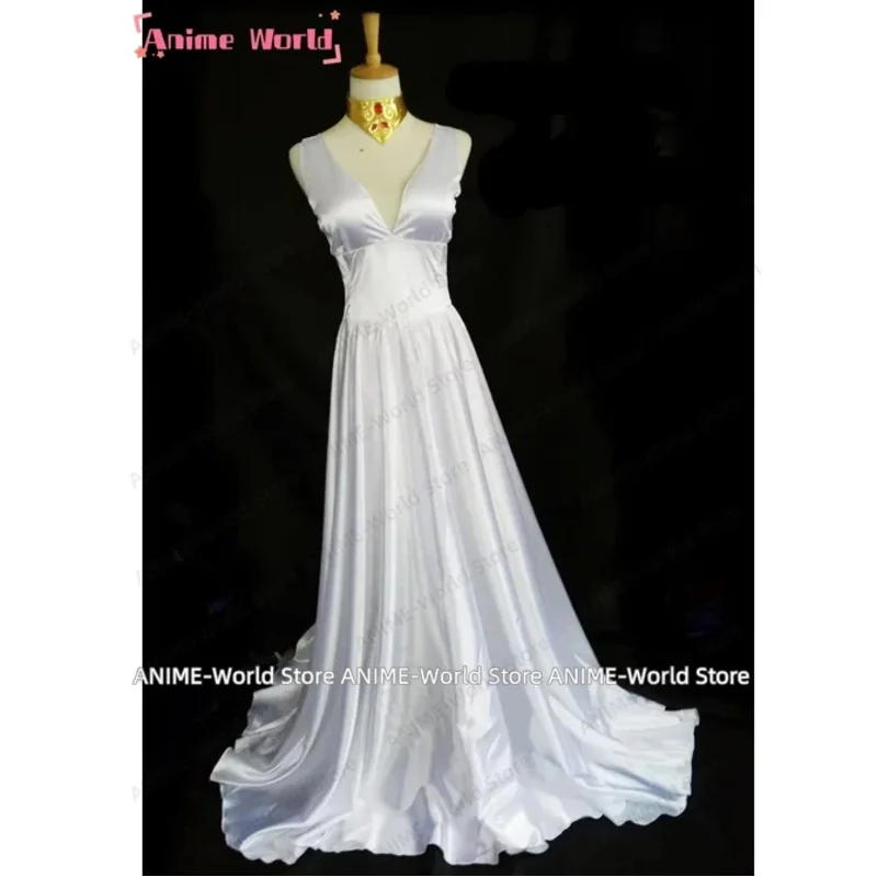 Cy 《Нестандартный размер》Saint Seiya The Lost Canvas Sasha (Athena) Косплей Костюм Белое платье с аксессуарами