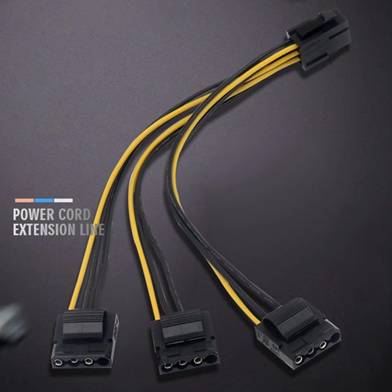 Pci express بطاقة فيديو Pci-e atx ، كابل محول الطاقة ، 3 × موليكس ، محول 4 دبوس إلى 6 دبوس