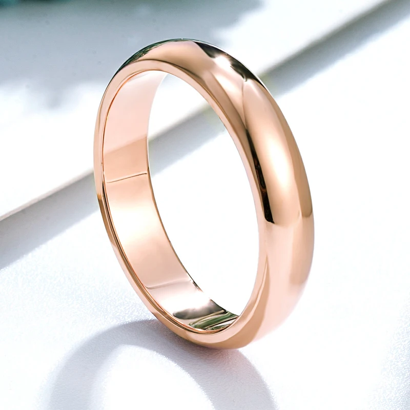 Hot Selling 4mm Wide Inside And Outside Curved Smooth Ring Fashion Jewelry Stainless Steel Gold Color Couple Ring for Women