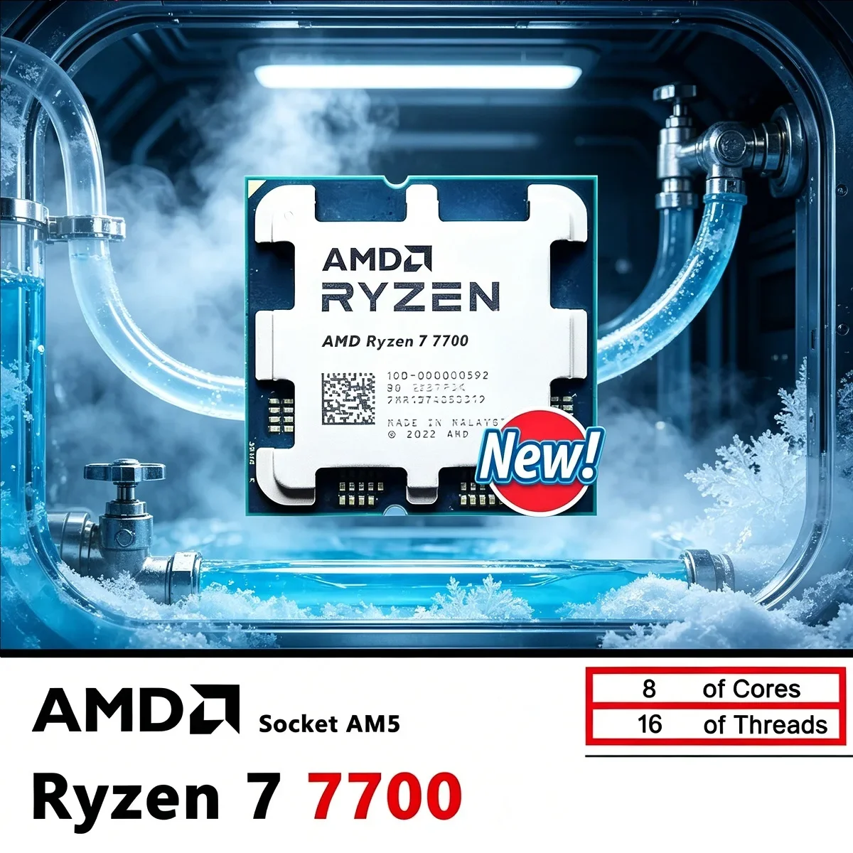 

AMD Ryzen 7 7700 Desktop Processor R7 7700 New 8-Core 16-Thread Socket AM5 32MB L3 Cache 5NM but without Cooler