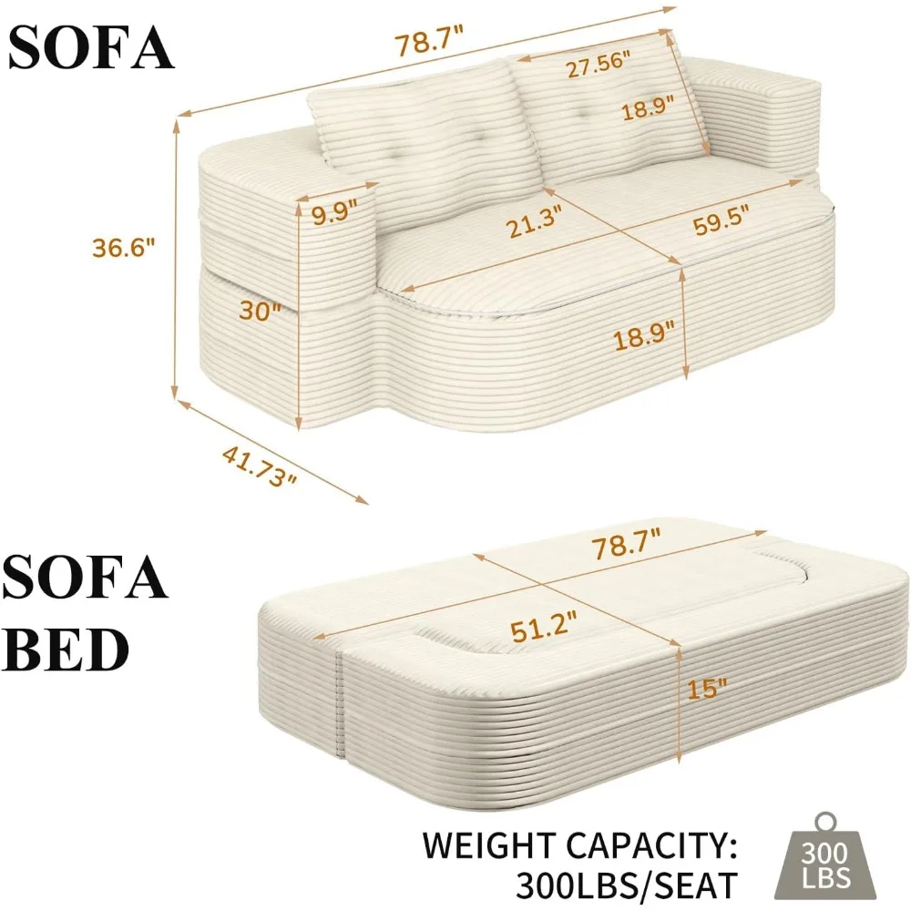 أريكة سرير قابلة للطي 2 في 1، أريكة نوم من قماش سروال قصير، أريكة أرضية قابلة للطي مملوءة بالرغوة مع بطانية متعددة الوظائف #2