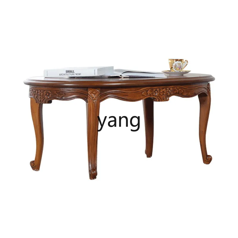 

LH peach blossom heart wood carving flower sofa side few small apartment living room coffee table