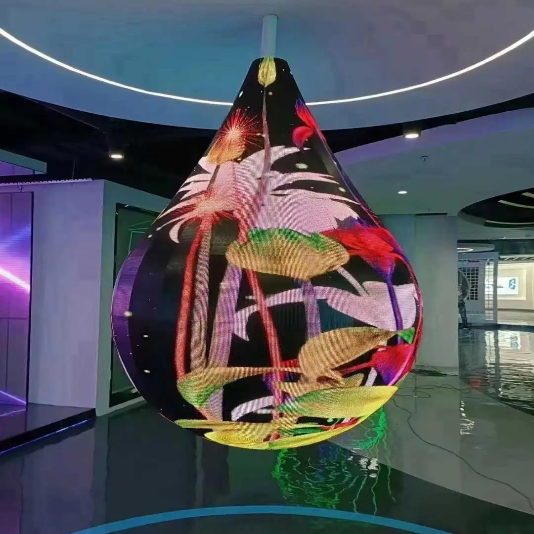 

Customize high quality led display Oval Drop Type Droplet Shape Lifting P2.5 LED Full Color Indoor Advertising Screen