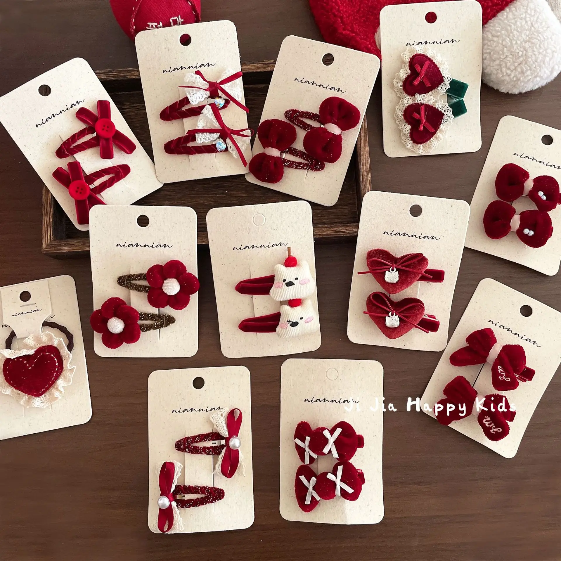 Hair Clip Velvet Bow Heart Flower Duckbill Red Holiday Festive Headwear Cute Small Lightweight Compact Daily Girls