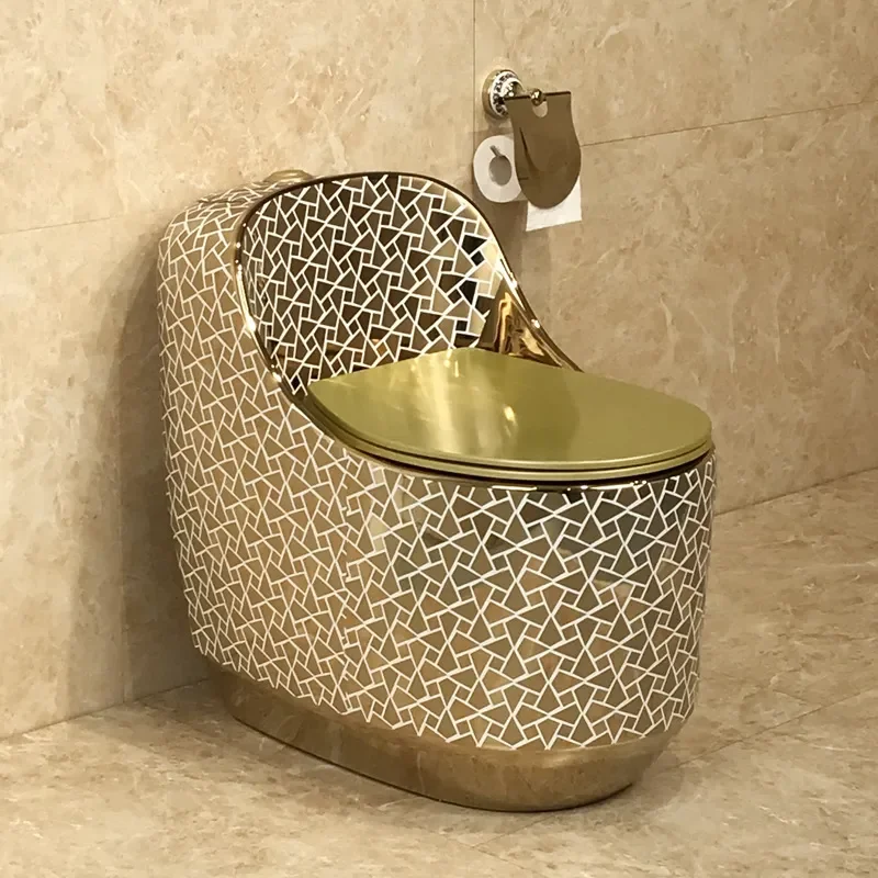 for Round Egg Shaped Gold Toilet Creative Electroplated Water Saving WC Bowl Export to Europe and United States