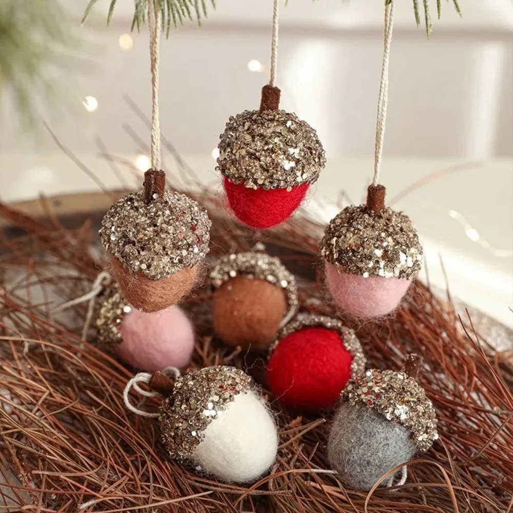 Ornament Christmas Tree Decor Hanging Pendant Gifts Wool Felt Acorn Pine Pendant Small Christmas Tree Pendant Christmas