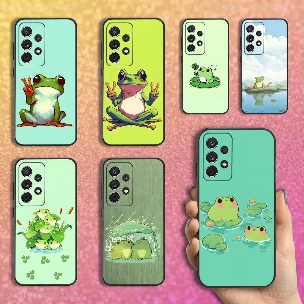 

Cartoon Frog Cute Phone Case For Samsung S25,S24,S23,S22,S21,S20,S10,Ultra,Plus,Lite,FE,Soft Silicone Black Cover