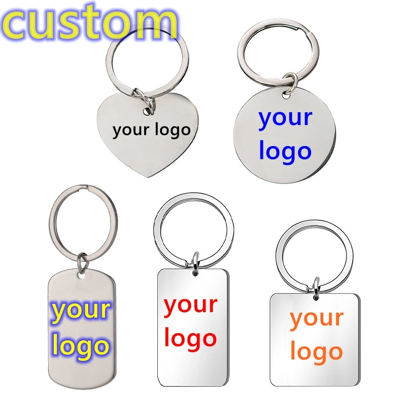 

5Pcs/Lot Stainless Steel Rectangle Blank ID Dog Tag Mirror Polishing Keychain Jewelry Making DIY Accessories Custom Logo Keyring