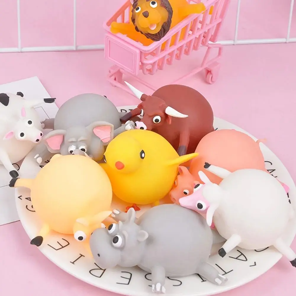 Kids Relief Stress Fidget Toy Cartoon Animal Novelty Toys Blow Toy Squeeze Toy Chicken Inflatable Hippo Decompression Toy