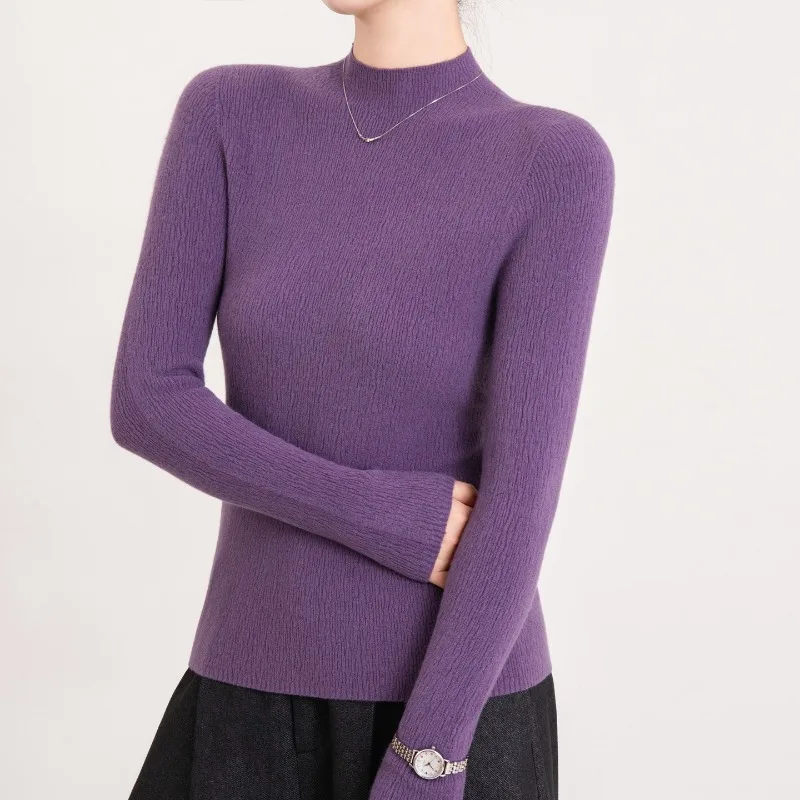 

Women Sweater Autumn Winter Bottoming Shirts Wool Warm Slim Fit Korean Fashion Pullover Mock Neck Long Sleeve Innerwear Jumper