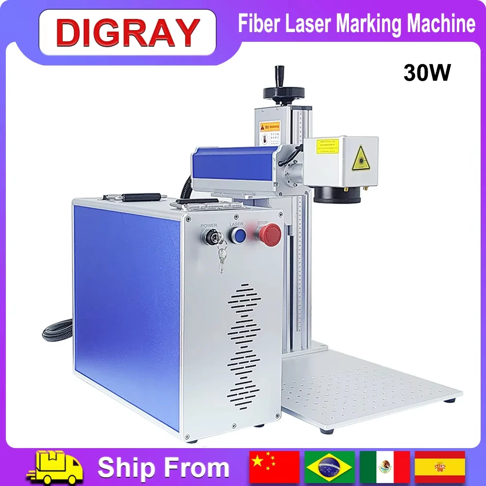 DIGRAY 30W Fiber Laser Marking Machine MAX & Hunst Fiber Laser Source for Marking Gold, Silver, Aluminum, Copper, Iron Engraving