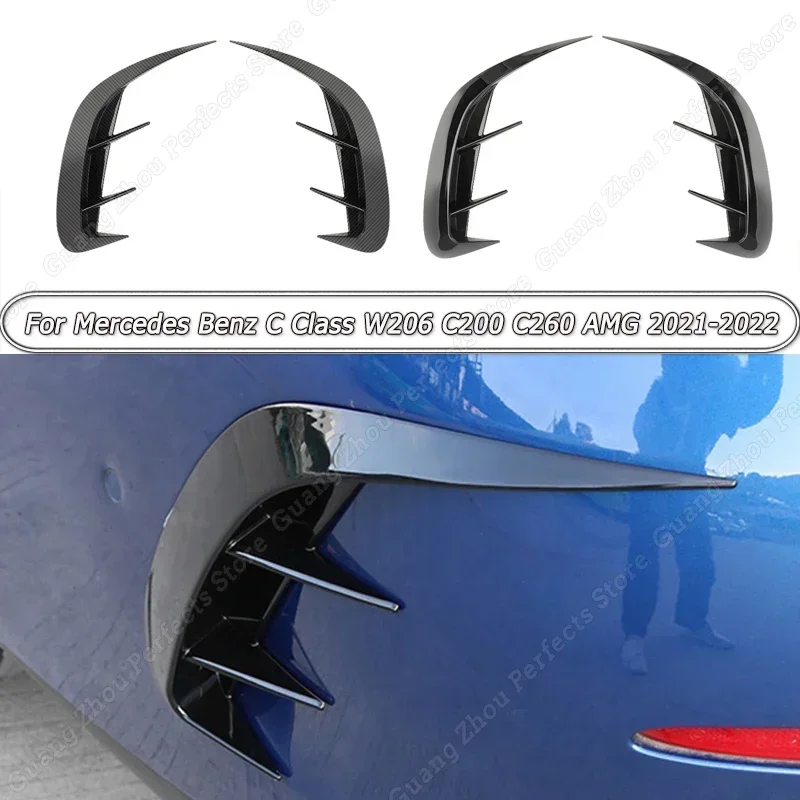 Auto Heckstoßstange Lip Diffusor Body Kits Tuning ABS Für Mercedes Benz C Klasse W206 C200 C260 AMG 2021-2022 glänzend schwarz/Carbon Look