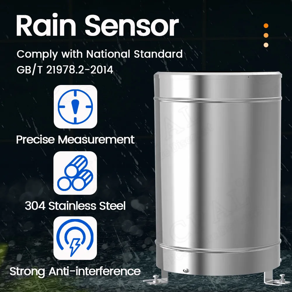 Full Stainless Steel Rain Sensor Module Tipping Bucket Type Rainfall Measurement Highly Accurate Transmitter Pulse RS485 0.2MM