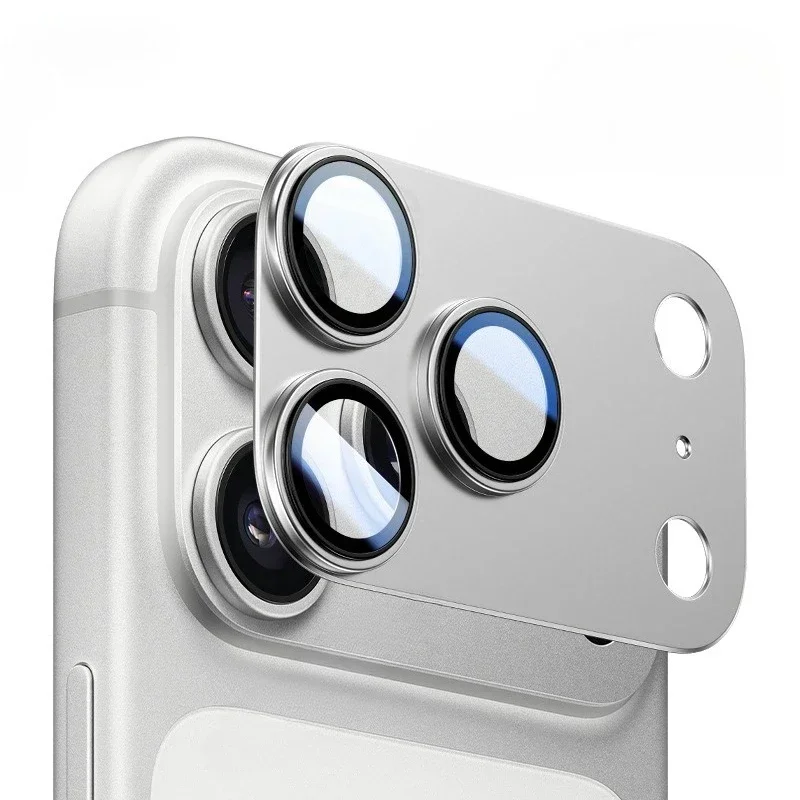 3D-Kameraschutz aus Aluminiumlegierung und Metall für iPhone 17 Pro Max, kratzfest, Ringlinse, Glas, gehärtete Folie, vollständige Abdeckung