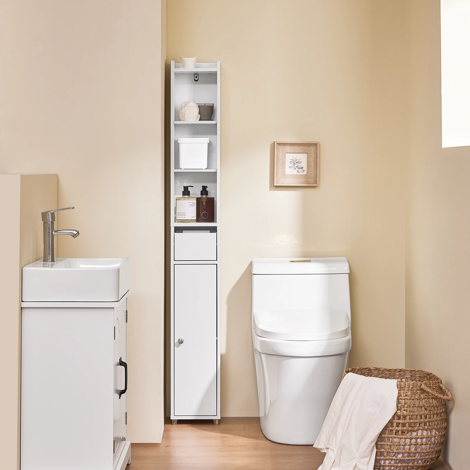 SoBuy BZR34 KW armadio da bagno armadio stretto alto scaffale da ba...