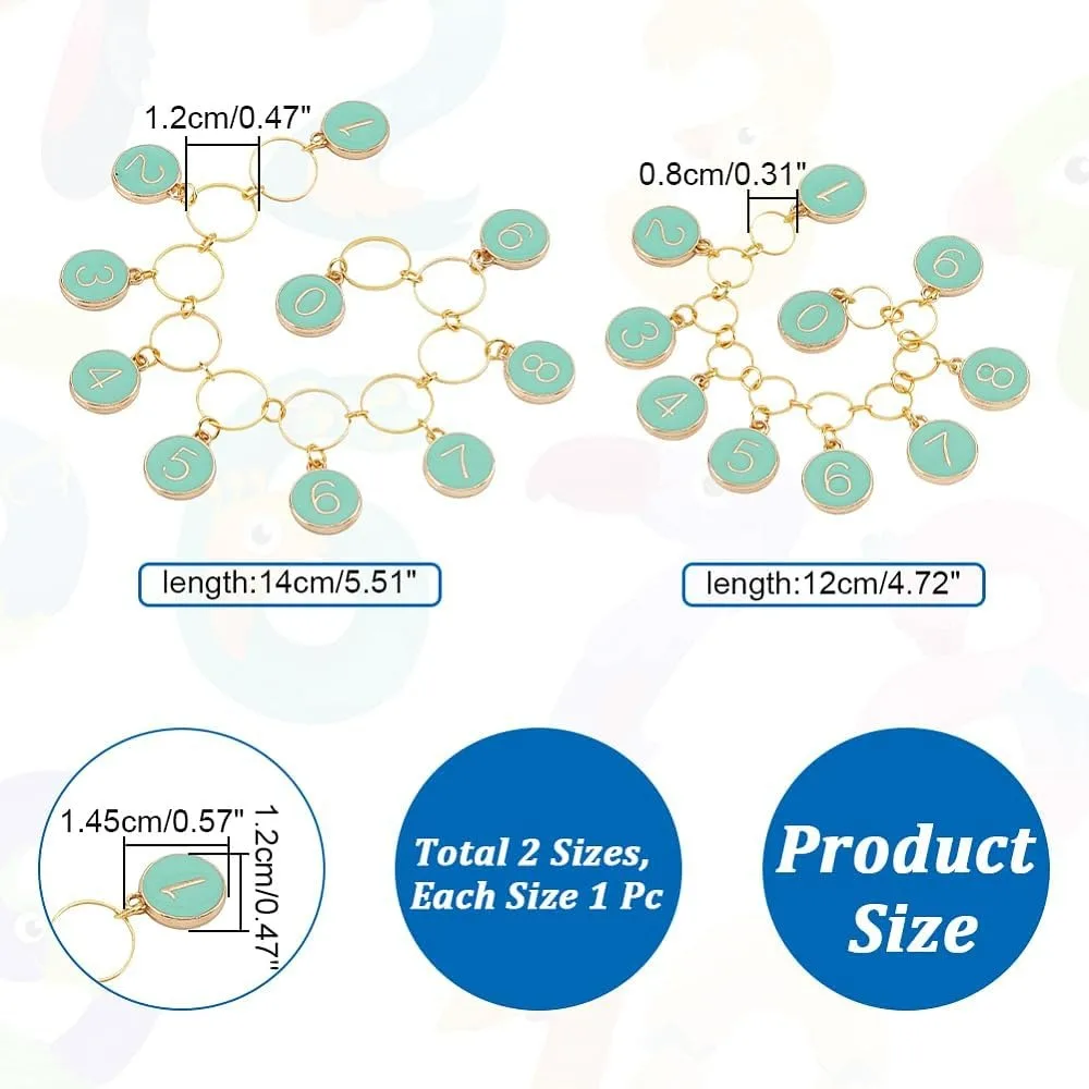 2 buah 2 ukuran bulat datar pesona merajut baris konter nomor paduan Enamel pesona Stitch Marker untuk merajut Crochet