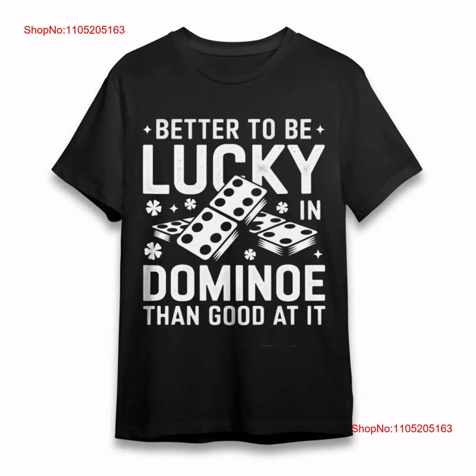 Men's T shirt With Be Lucky in DominoE Black 100 Cotton USA vintage Washed Stretched Top For Everyday Wear Slightly