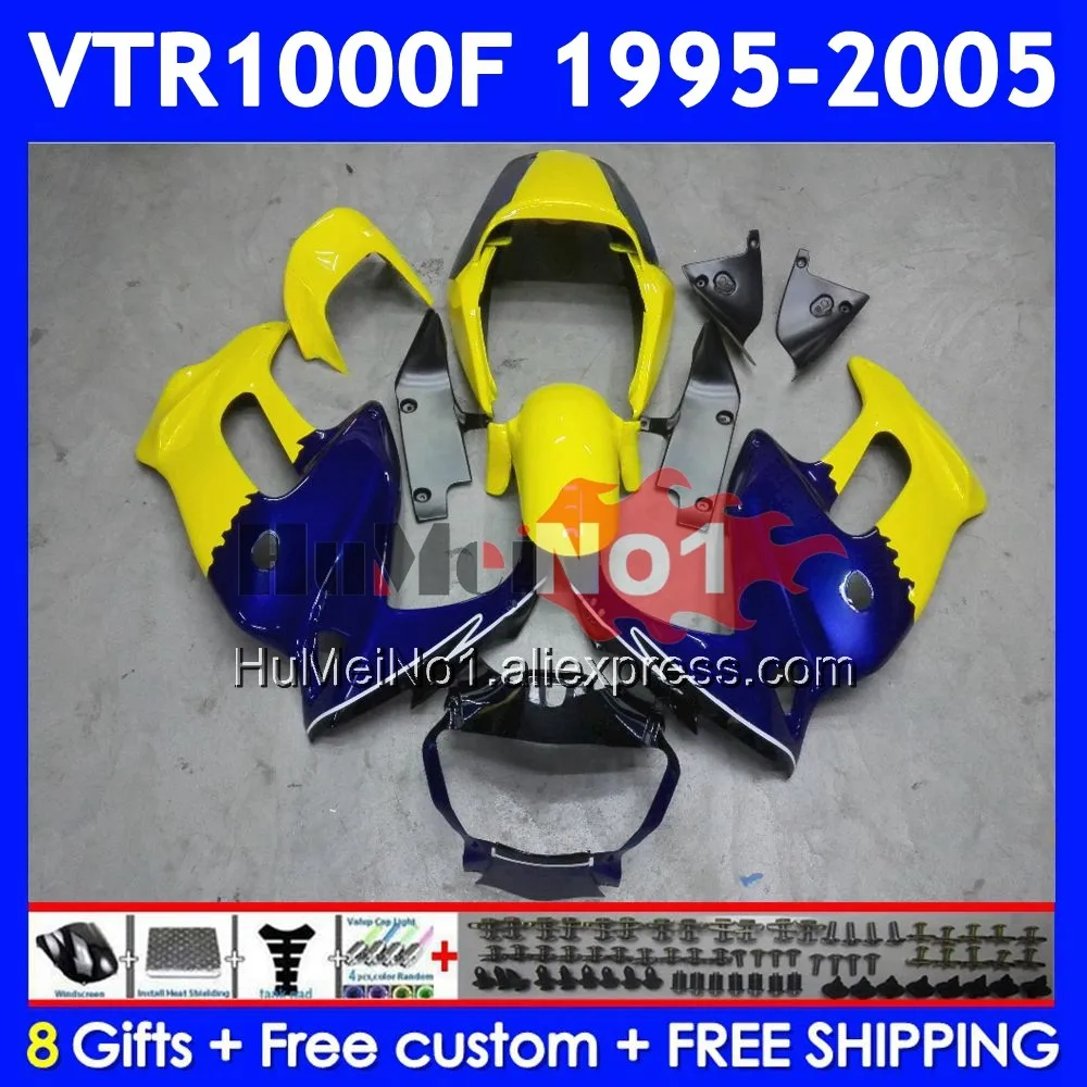 SuperHawk For HONDA VTR1000F 95 96 97 98 Yellow blue 99 00 66No.10 VTR1000 F VTR 1000 F 1000F 2001 2002 2003 2004 2005 Fairing