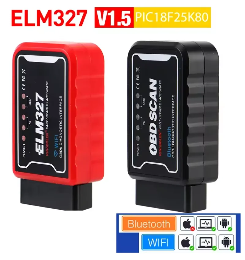 

OBDII Scanner Code Reader Car Diagnostic Tool WiFi/Bluetooth ELM 327 V 1.5 ICAR2 OBD SCAN For Android/IOS PIC18F25K80 Chip