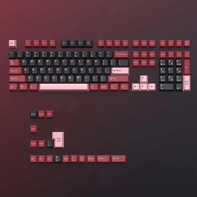 Dunkle Tastenkappen Doubleshot PBT Cherry Profile für alle mechanischen MX-Tastaturen mit 126 Tasten