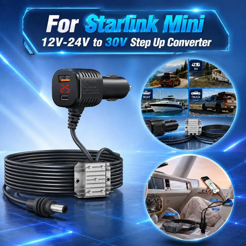 12V24V To 30V DC Step-up Power Supply Cable With Cigarette Lighter Plug, 10-28V To 30V 3.5A Conversion Kit 2/3/5M Wholesales