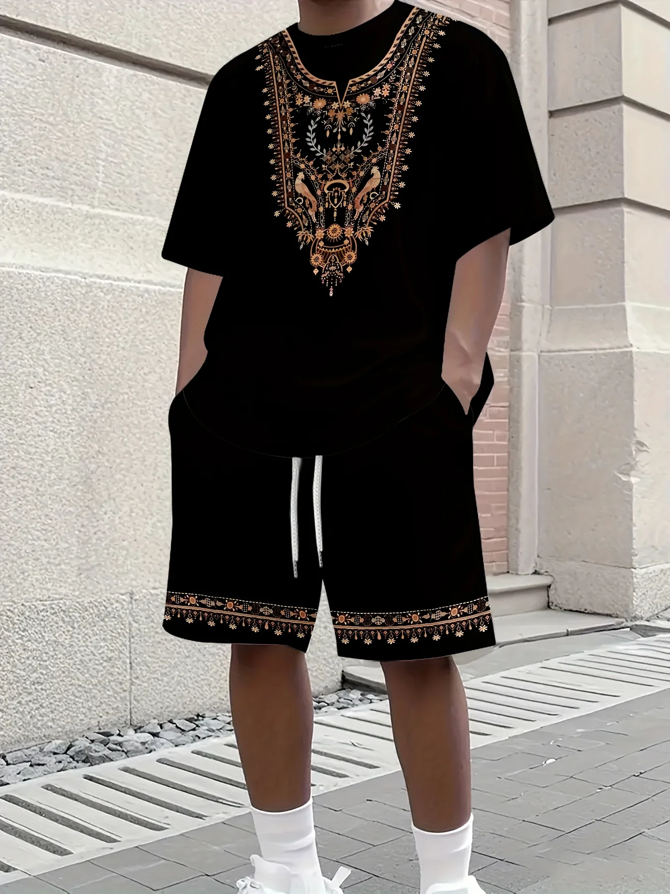 2025 Summer Men and Woman Fashionable Casual Short Sleeved Shorts 3D Set Leisure Party Attire