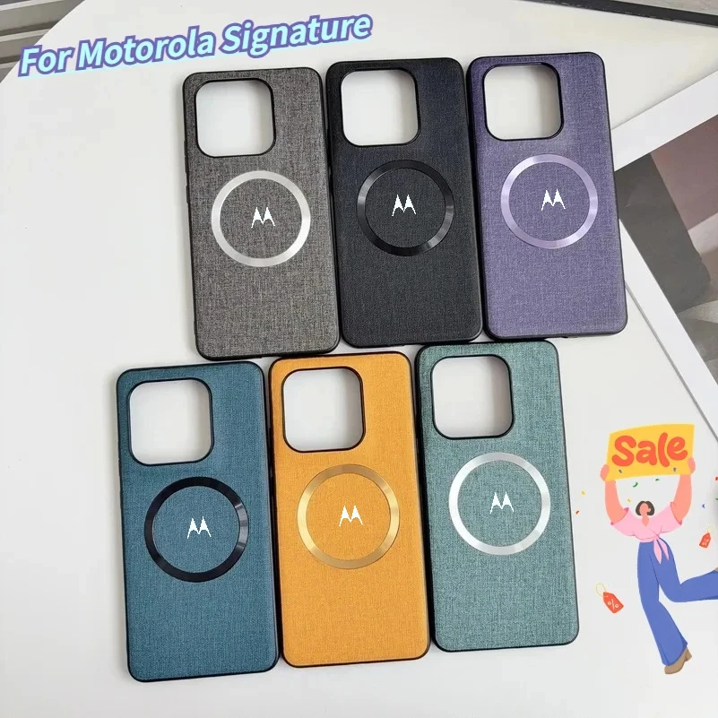 Stoff-Leder Handyhülle mit Magnetverschluss für Motorola Signature Edge 70 Ultra Fusion+ 60 Pro 50 Neo G67 G57 Power G56 G66J/Y PU-Cover