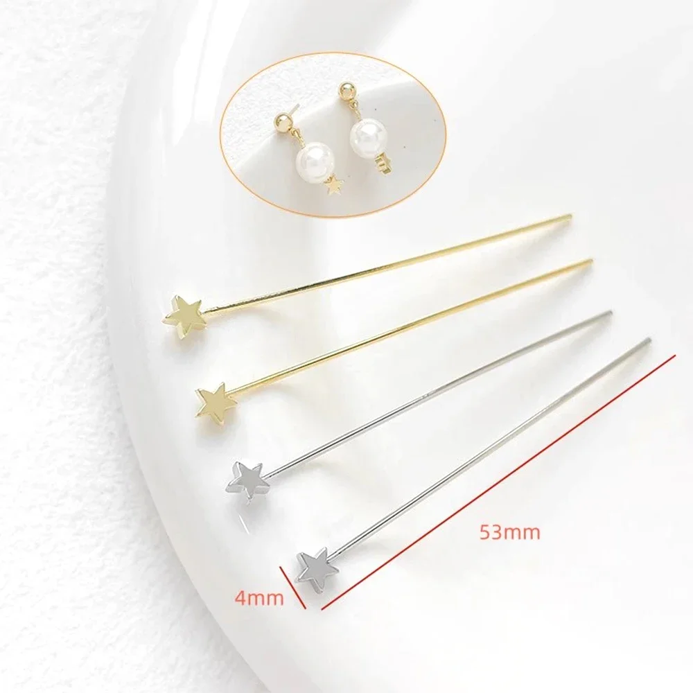 8 PCS Copper Plated with Genuine Gold Star T-shaped Needle DIY Makes Fashionable Jewelry Necklace Bracelet Accessory Materials