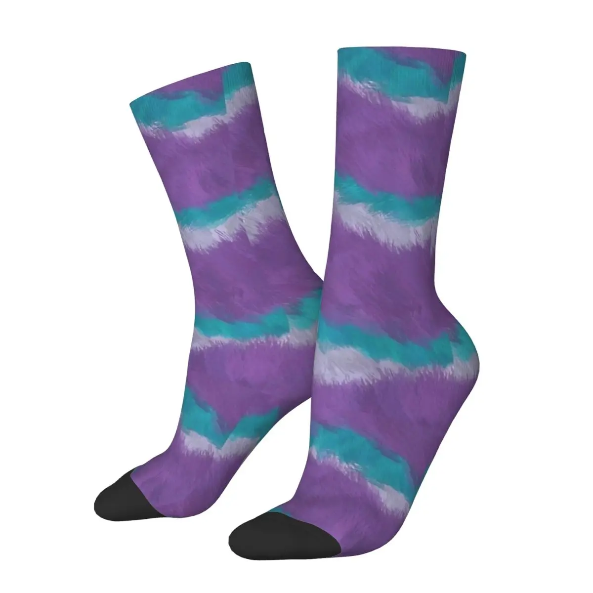 Purple Feather Stockings Animal Skin Design Gothic Socks Autumn Non Skid Socks Men Skateboard Comfortable Socks