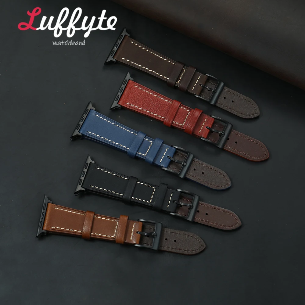 Luxuriöses Herren-Armband aus echtem Leder, klassisch, für Apple Watch Serie 1-11 Ultra SE, Uhrenarmband für iWatch 38-49 mm, alle Modelle