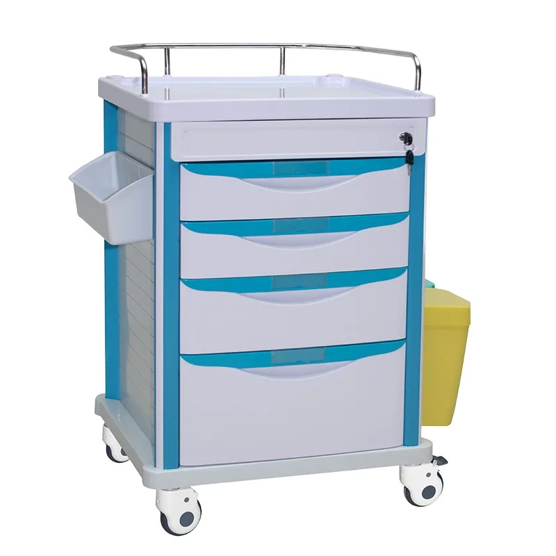ABS Emergency Medical Trolley Crash Cart for ICU ER with Storage Drawers Hospital ICU ER Use for Hospital Equipment