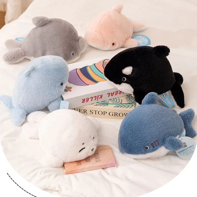 

Cartoon Sea Ocean Animal Plush Pillow Seal Dolphin Shark Toy Cute Marine Animals Soft Stuffed Cushion Doll Kids Xmas Gifts