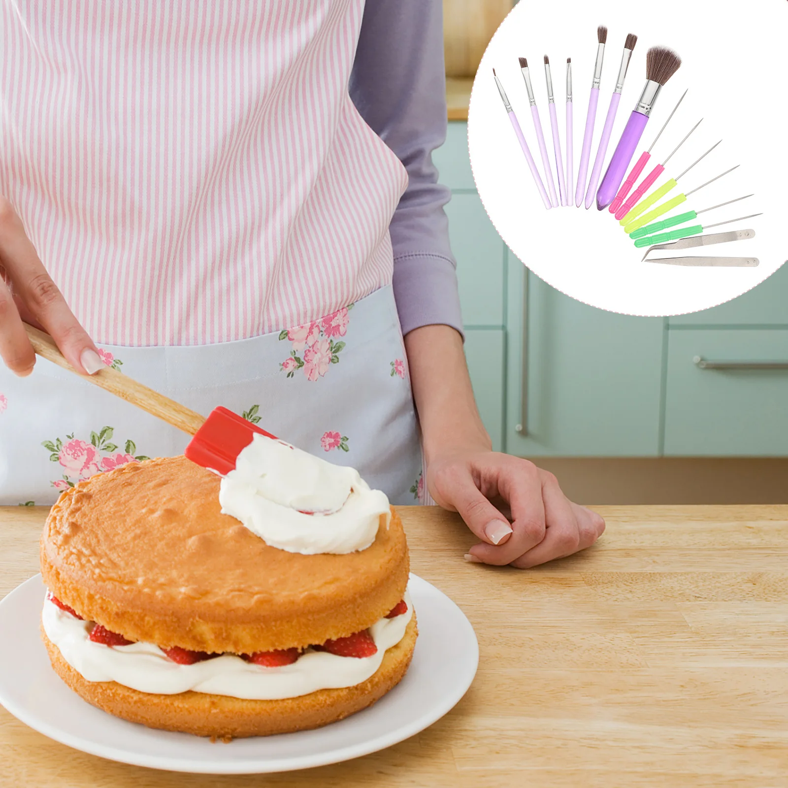 

1Set Cake Decorating Tools Fondant Brushes Multi-Function DIY Paint Kit Plastic Stainless Steel Easy Use Cake Decorating Tools