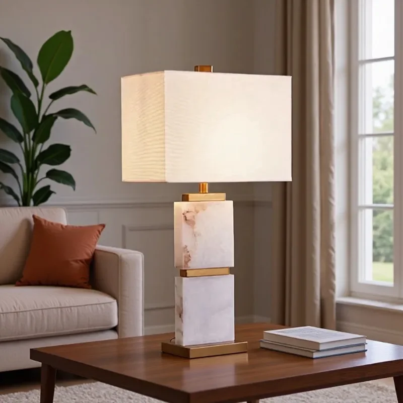 Nordic Luxury Marble Light Fixture Bedroom Beside Lamps Living Room Decor Led Illumination Study Eye Protection Book Lighting