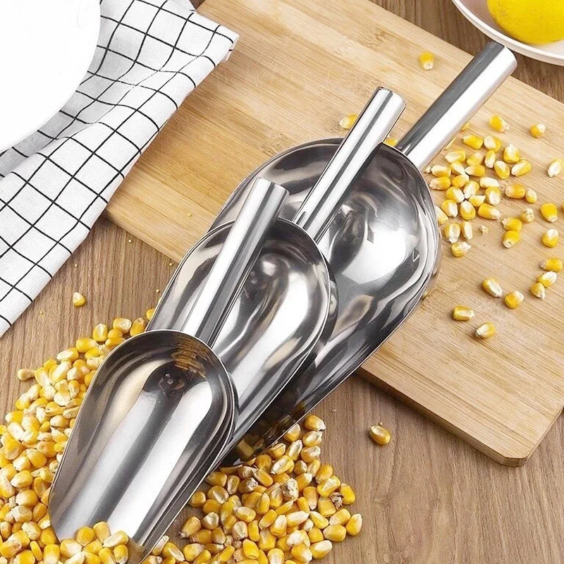 

1PC New Home Ice Shovel 304 Stainless Steel Thickened Multi-use Spoon Tea Food Flour Popcorn Melon Seed Shovel Candy Scoop